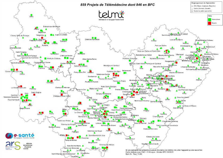 Carte projets de télémédecine