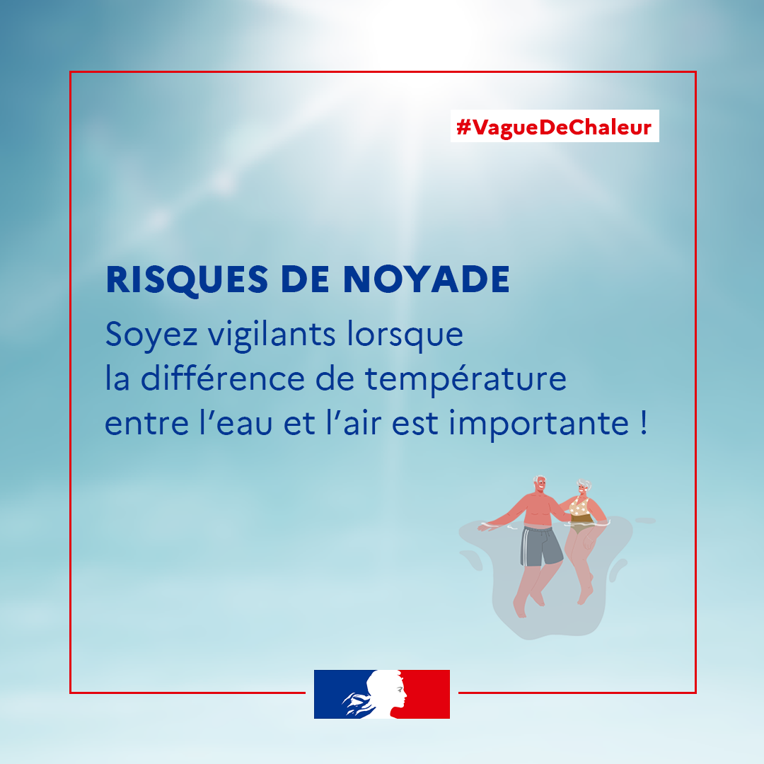 Vague de chaleur et risque de noyade : Soyez vigilants lorsque la différence de température entre l’eau et l’air est importante