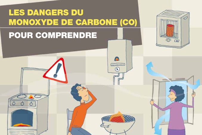 Visuel représentant l'affiche de la campgane 2016 sur la prévention des risques liées au monoxyde de carbone
