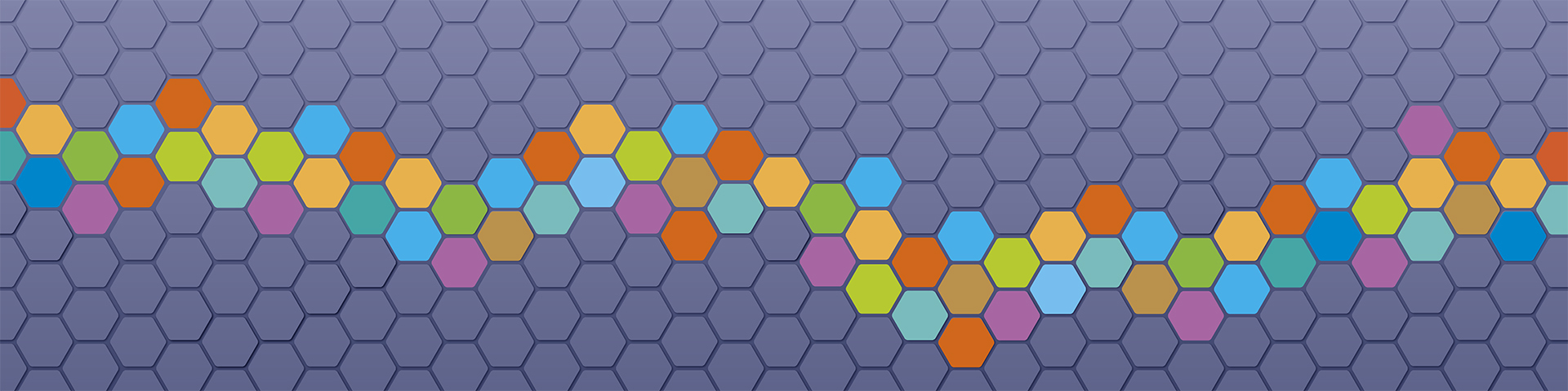 Hexagones de couleur de la charte graphique de l'ARS