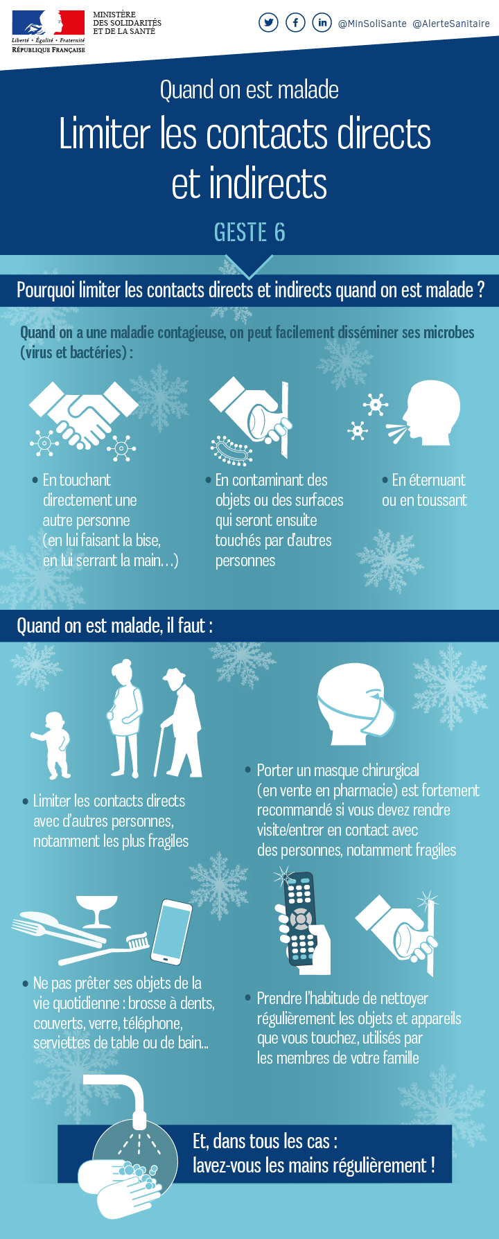 Quand on est malade, limiter les contacts directs et indirects