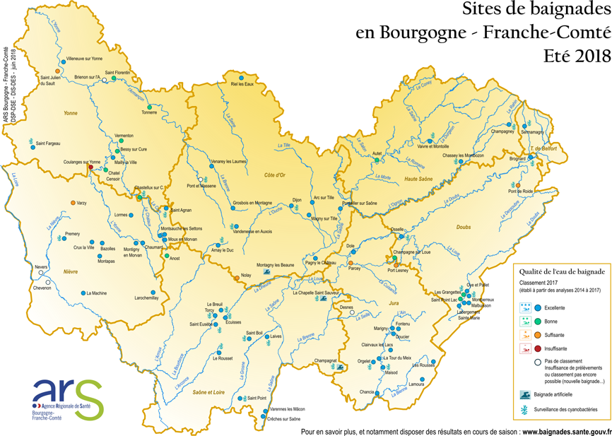 Carte Baignade BFC