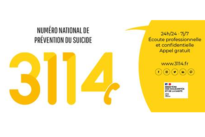 Le 3114, numéro national de prévention du suicide | Agence