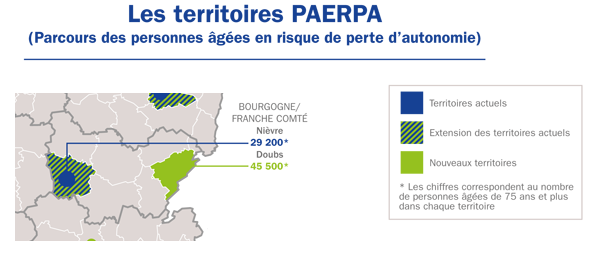 Carte paerpa montrant que les départements de la Nièvre et du Doubs sont dans le dispositif paerpa