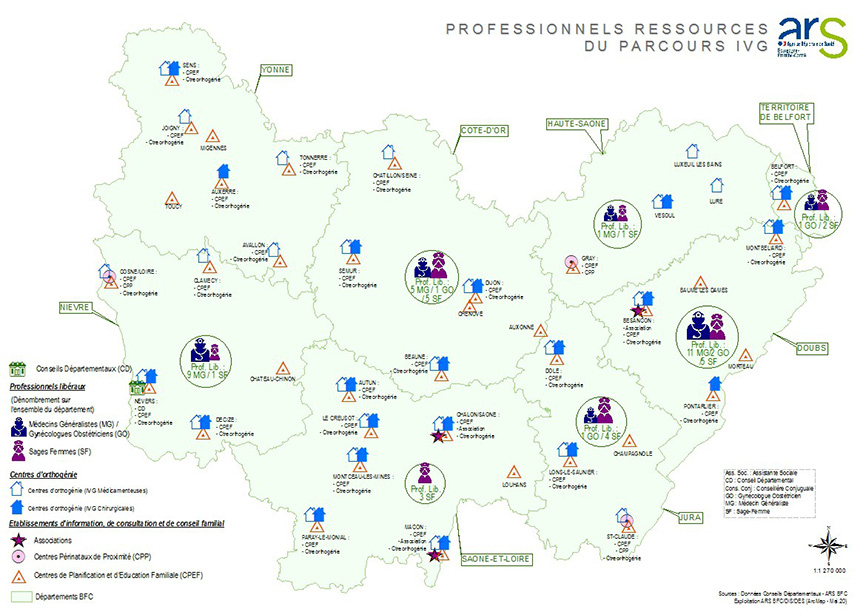 Carte des professionnels ressources IVG BFC
