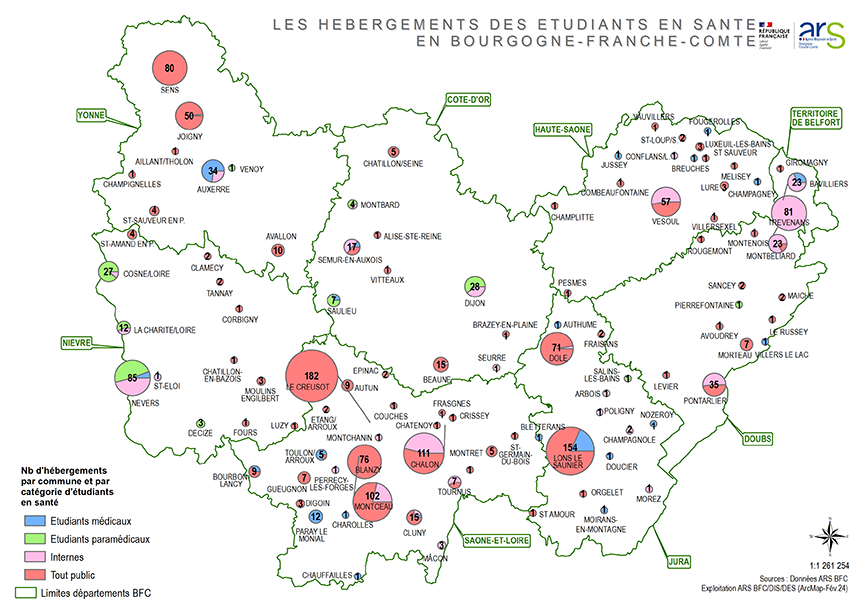 Accès carte interactive de l'offre d'hébergements pour les étudiants en santé