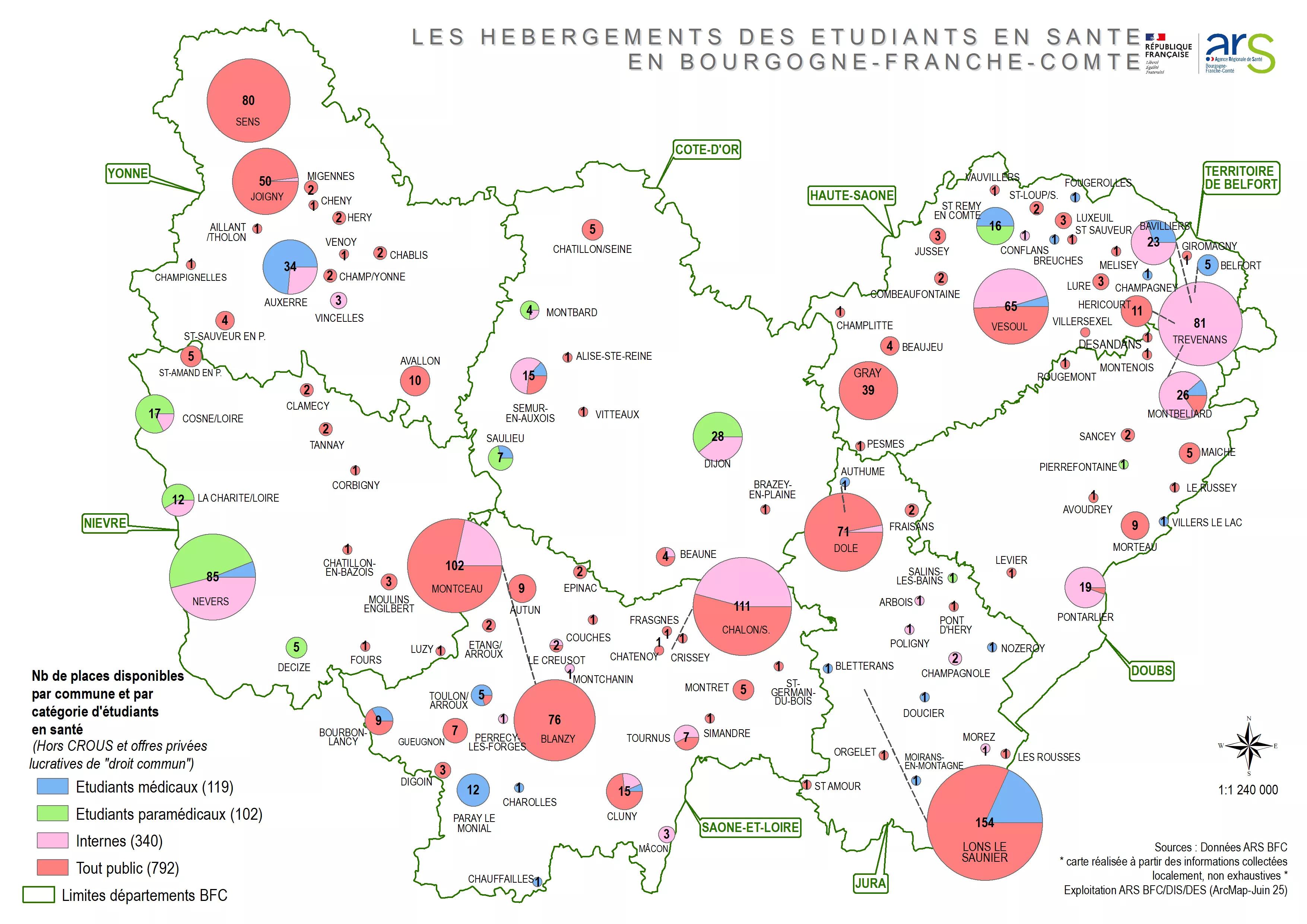 Accès carte interactive de l'offre d'hébergements pour les étudiants en santé