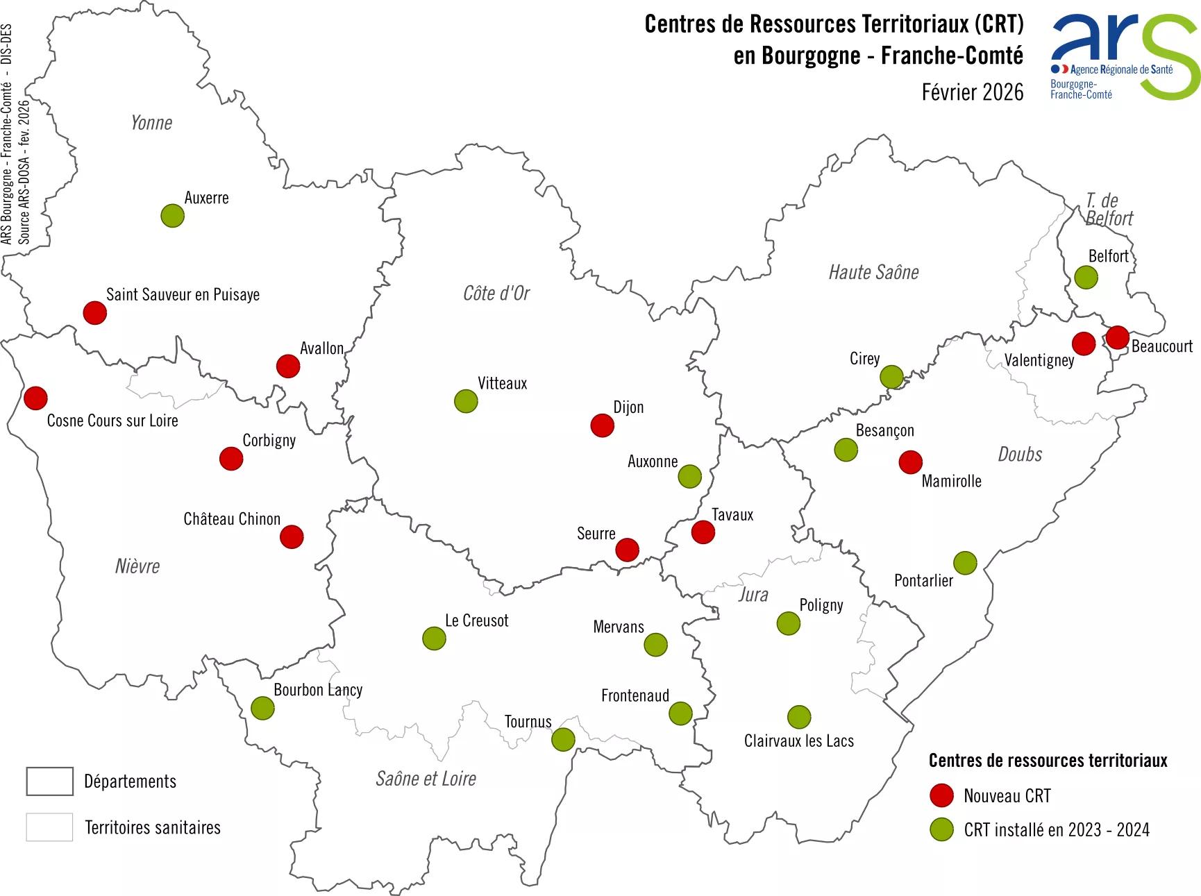 Carte des centres de ressources territoriaux - Voir description ci-après