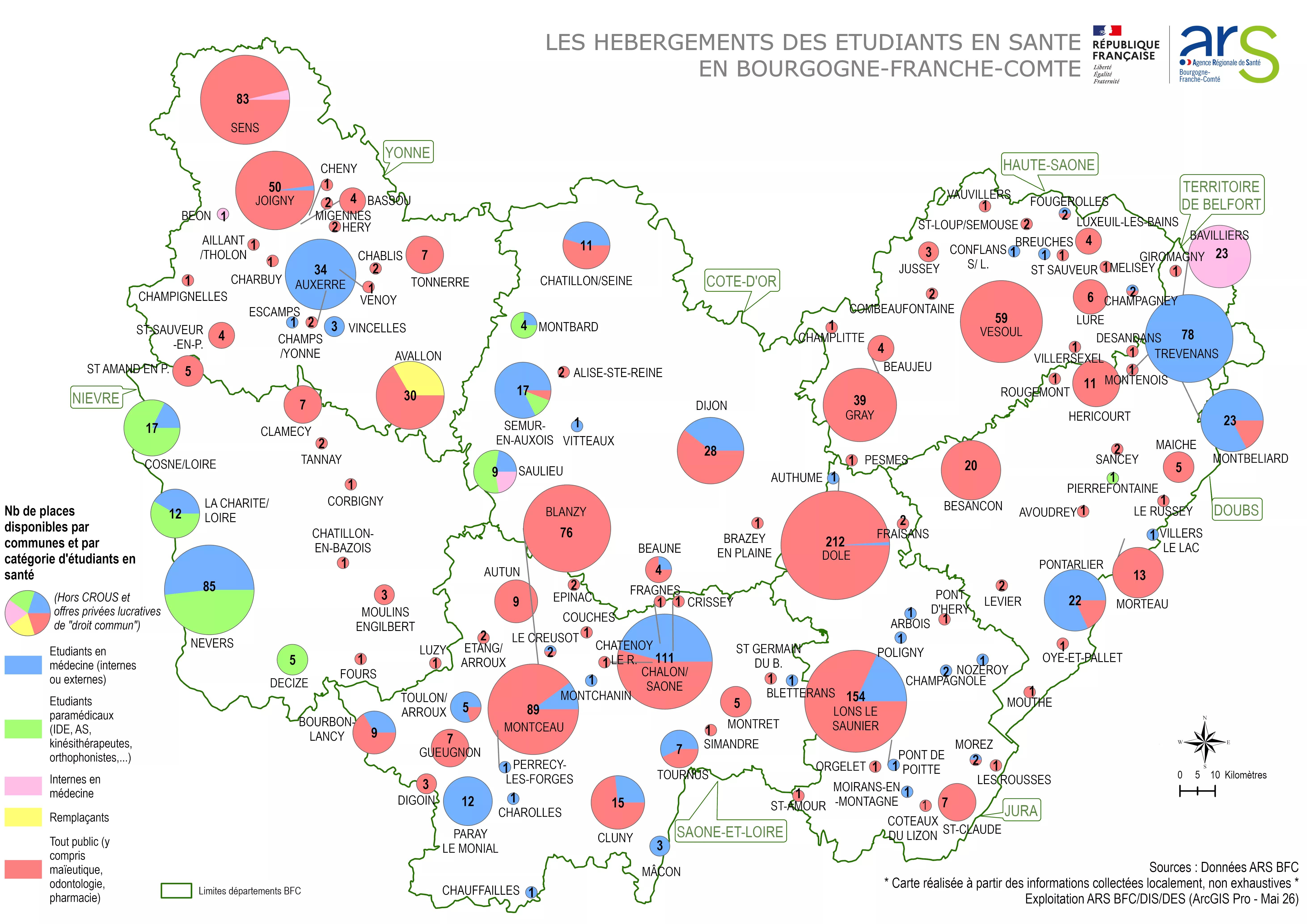 Accès carte interactive de l'offre d'hébergements pour les étudiants en santé